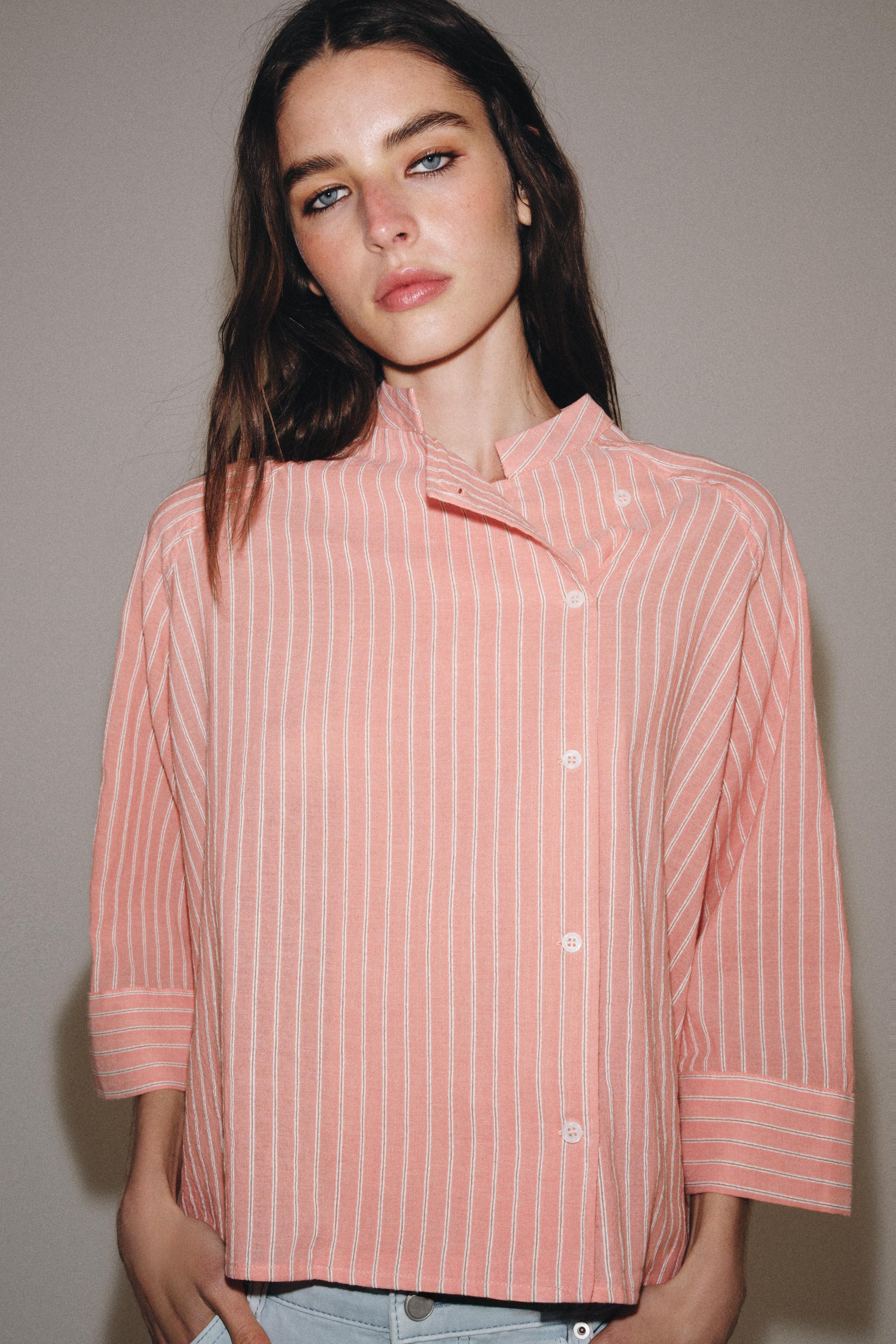 ZW COLLECTION ASYMMETRIC STRIPED SHIRT